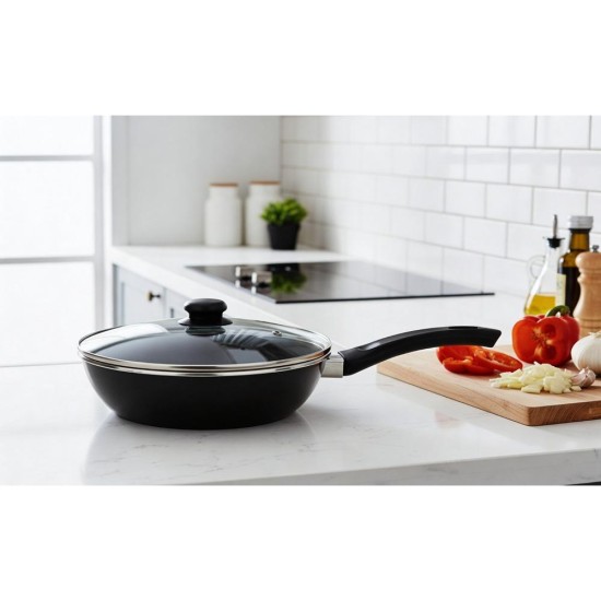 ΤΗΓΑΝΙ ΒΑΘΥ ΕΜΑΓΙΕ με ΚΑΠΑΚΙ Φ26cm - 0,70mm EA-8266/BLK - Max.Home®